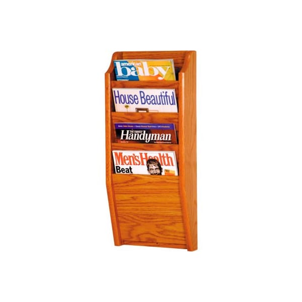 Wooden Mallet 4 Pocket Oak Wall Rack Medium Oak MR24-4MO - main